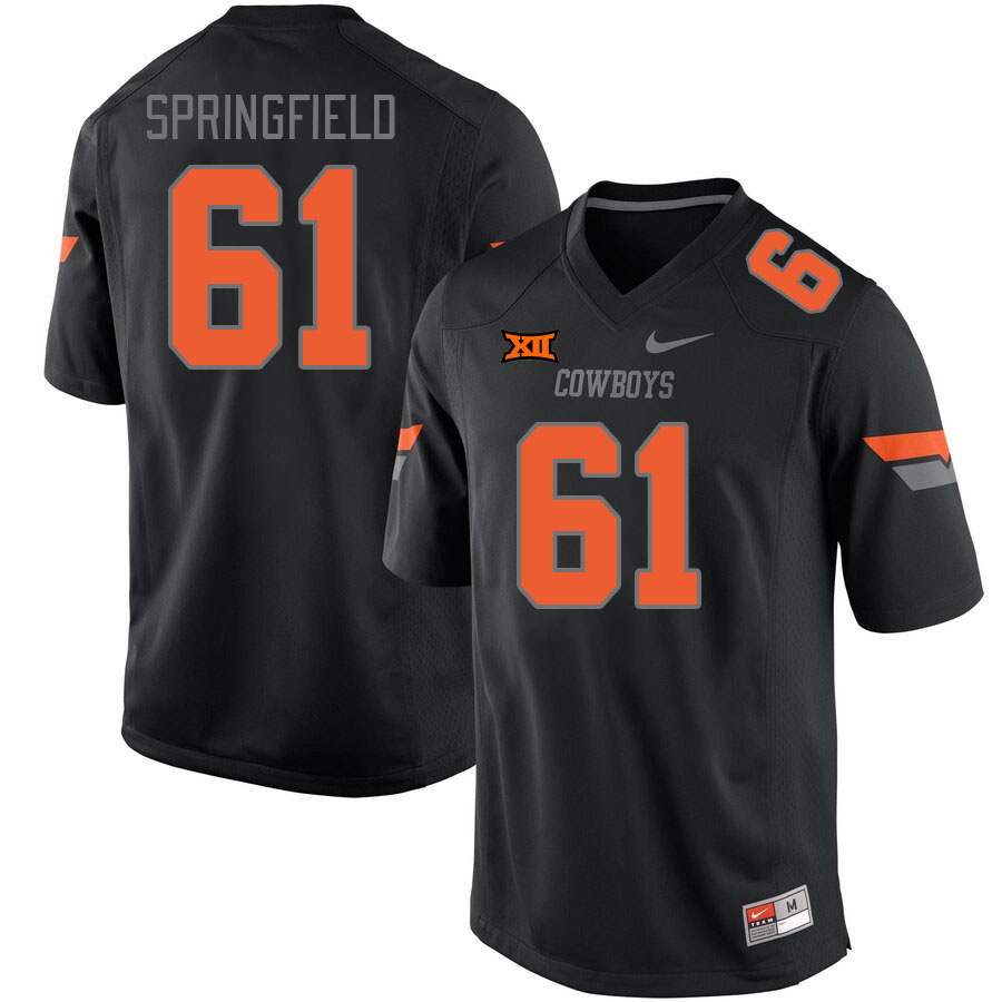 Oklahoma State Cowboys #61 Jake Springfield College Football Jerseys Stitched Sale-Retro Black